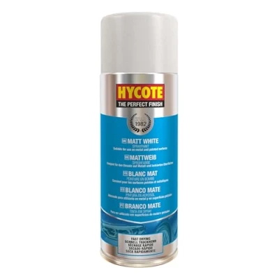 Image of Hycote Fast Drying Aerosol Car Spray Paint, Matt White, 400 ml