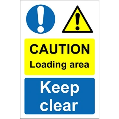 Image of Caution loading area keep clear warehouse safety sign Self adhesive sticker 300mm x 200mm