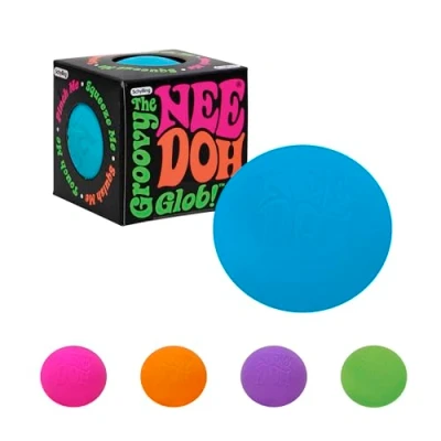 Image of Schylling Classic Nee Doh Stress Ball Funky NeeDohball Fidget Toy to De &amp; Relieve Anxiety, Non Toxic Dough Material, Colour Chosen at Random