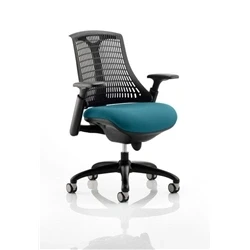 Image of Flex Task Operator Chair Black Frame Back Bespoke Colour Seat Maringa Teal