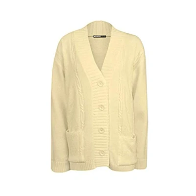 Image of High Street Fashion ® New Womens Ladies Matching Button Long Sleeve Pocket Top Knitted Cardigan Ideal for Casual and Formal wear Size UK 14 16 18 20 22 24 26 28 Cream