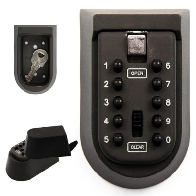 Image of Trintion Combination Key Lock Box 10 Digit Top Security Best Outdoor Waterproof Wall Mounted Safe for Elderly Parents Spare House Keys Home Garage Office School