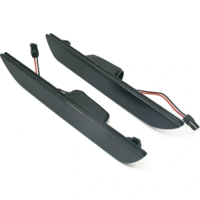Image of Meimeier Horse Logo Smoked LED Lens Rear Side Marker Lamps for Ford Mustang 15 up Replace OEM Lamp (Black)