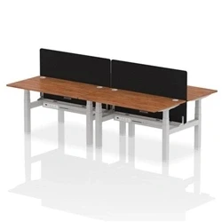 Image of Air B2B 1400x800mm Adjustable 4P Bench Desk CP Walnut/Silver + Screen