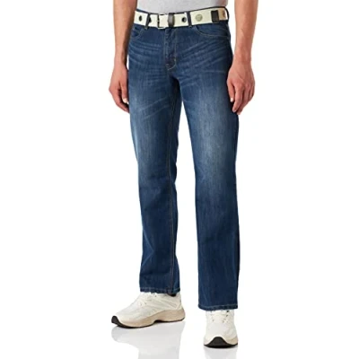 Image of Enzo Men&#039;s Ez15 Loose Fit Jeans, Blue (Lightwash), 38W 30L UK