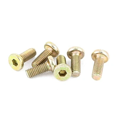 Image of Sourcingmap M6 x 15mm Threaded Hex Socket Head Cap Screws Bolts Bronze Tone 6 Pcs
