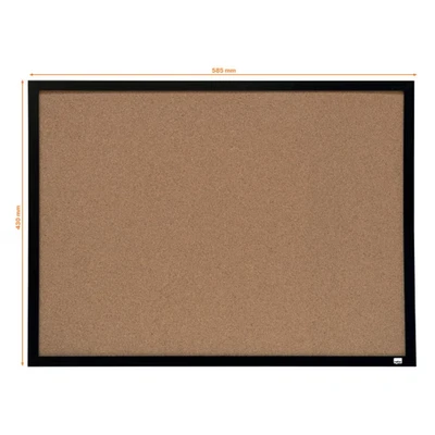 Image of Nobo Small Cork Notice Board With Black Frame, Wall Mountable, Includes Fixing Kit, Home/Office, 585 x 430 mm, 1903776
