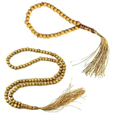 Image of Luxylei Wood Tasbih Prayer Beads 2pcs Wooden Muslim Rosary Islamic Handheld Bracelet with Tassel