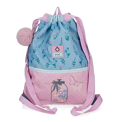 Image of Enso We Love Flowers Small, pink, Drawstring bag