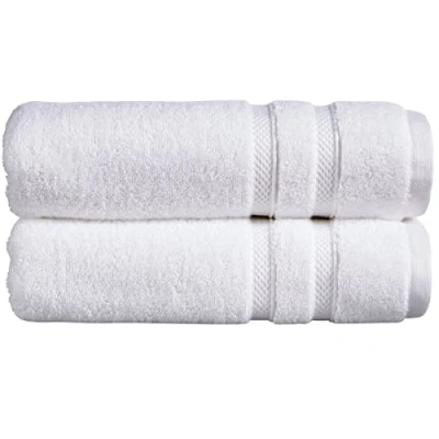 Image of Christy Chroma Bath Towels Set of 2 Highly Absorbent Heavyweight 675GSM Bold and Bright Soft Velvety Smooth Bathroom Shower 100% Cotton Sustainably Made White