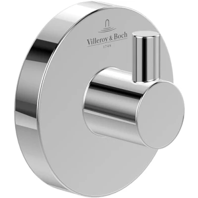 Image of Villeroy &amp; Boch Elements Tender Towel Hook, Rail for Wall Mounting, Hooks Made of Zinc, Accessories Bathroom, Bathroom Hooks, Round, 54 x 32 mm, Chrome
