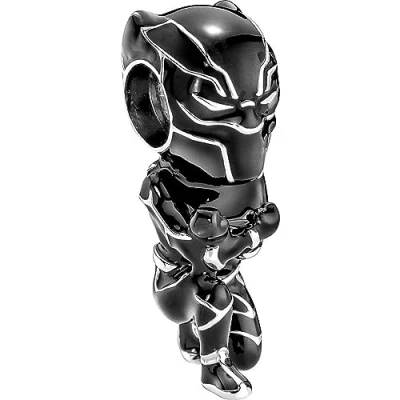 Image of Pandora Marvel black Panther sterling silver charm with enamel