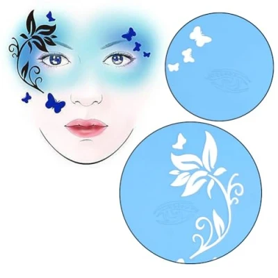 Image of 7 Styles/set Reusable Face Paint Stencil,Body Painting Template Flower Butterfly Facial Design Festival Stencils