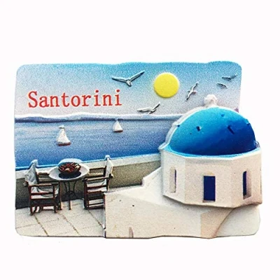 Image of 3D Santorini Greece Refrigerator Fridge Magnet Tourist Souvenirs Handmade Resin Craft Magnetic Stickers Home Kitchen Decoration Travel Gift