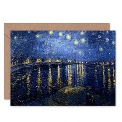 Image of Wee Blue Coo Vincent Van Gogh Starry Night 1888 Old Master Painting Sealed Greeting Card Plus Envelope Blank inside