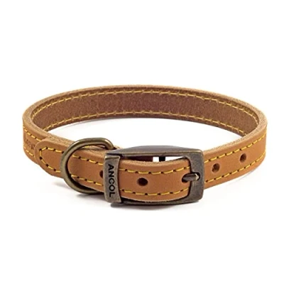 Image of Ancol Timberwolf Comfortable Durable Leather Mustard Dog Collar Pet Training Accessory 20 26 cm, Size 1