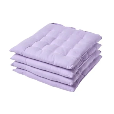 Image of HOMESCAPES Mauve Seat Pads for Dining Chair, Set of 4 100% Cotton Chair with Straps, 40x40 cm