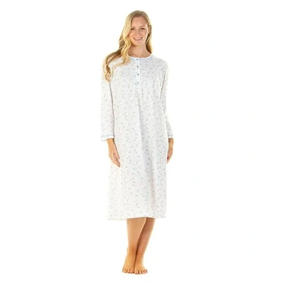 Image of Undercover Ladies &#039;Flower Leaf&#039; Cuddleknit Long Sleeve Nightie 07315 Ivory L XL