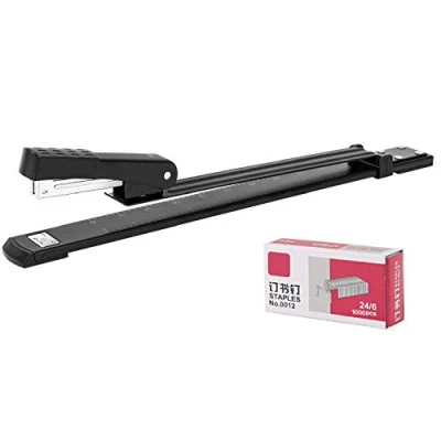 Image of Long Arm Stapler,Stapler Full Strip with 300 Mm Reach Capacity 25 Sheets Heavy Duty Home Office Desk Stationery Craft School Black