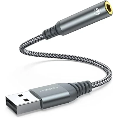 Image of (2 PACK) USB to 3.5mm Jack Audio Adapter,External Sound Card A Adapter with Aux Stereo Converter Compatible Headset,PC Windows,Laptop Mac, Desktops, Linux, PS4 and More Device