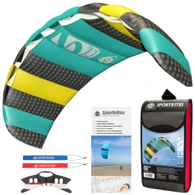 Image of HQ Symphony Beach III 1.8 Aqua Steering Mat for Children and Adults, 60 x 180 cm, Includes 80 kp Blendline Cords, 2 25 m on Winder with Loops, Kites from 12 Years