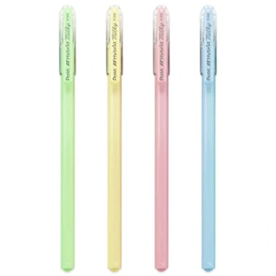 Image of Pentel Hybrid Milky Gel Rollerball Pen K108 Set of 4 Pastel Pens Green, Yellow, Pink and Blue