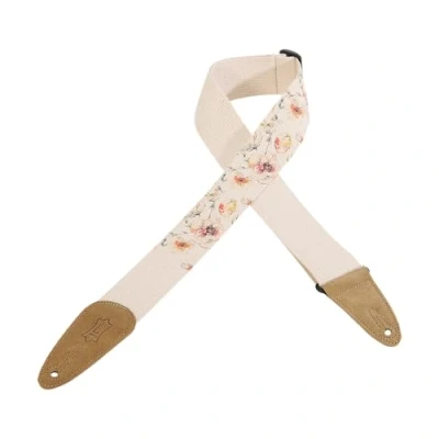 Image of Levy&#039;s Leathers 2&quot; Cotton Guitar Strap with Decorative Print and Suede Ends. Tri glide adjustable to 65&quot; (MC8U 005)