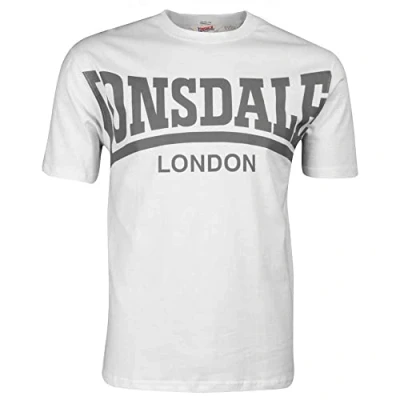 Image of Lonsdale Men&#039;s Crew Neck Short Sleeve Pyjama Bottoms, White, Large (Manufacturer size: Large)