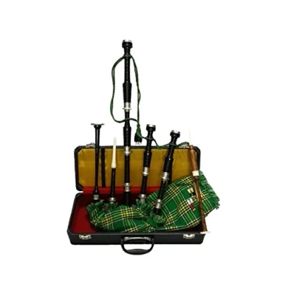 Image of GREAT HIGHLAND BAGPIPE ROSEWOOD BLACK COLOR SILVER PLAIN MOUNTS/SCOTTISH BAGPIPES