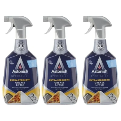 Image of Astonish Specialist Extra Strength Grease Lifter Spray, for De Greasing Surfaces and Kitchen Appliances, Fast Acting Strong Formula, Contains Baking Soda, 3 x 750ml