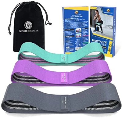 Image of Desire Deluxe Resistance Bands Set for Men and Women, Premium Exercise Pack of 3 Different Levels Loops Band Home, Gym, Long Workout Great Fitness Equipment Training,