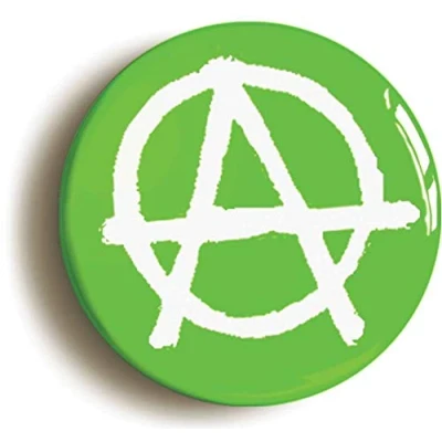 Image of Ozorath ANARCHY PUNK BADGE BUTTON PIN GREEN (Size is 1inch/25mm diameter)