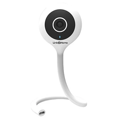 Image of Link2Home WiFi Indoor USB Camera with Flexible Neck, Audio, Temperature and Motion Sensor For Home Security, Baby Monitor, Pet Cam (White)