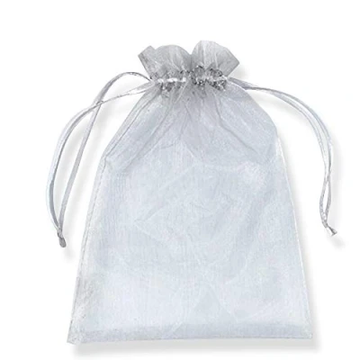 Image of 100 Pcs Organza Bags, Gift Bags Wedding Candy Food Packaging with Drawstring, 30x40cm (11.8&quot;x15.7&quot;) PLECUPE Pure Color Clear Sachet Lavender Dried Flowers Storage Yarn Gray
