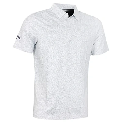 Image of Callaway Golf Mens Trademark Geo Print Polo Shirt Bright White M