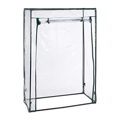Image of Relaxdays Tomato Greenhouse, PVC film, Walk in, Foil Propagator Tent with Door, HWD 150 x 100 50 cm, Transparent/Black, Steel
