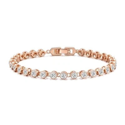Image of Philip Jones Rose Gold Plated Solitaire Bracelet Created with Zircondia® Crystals