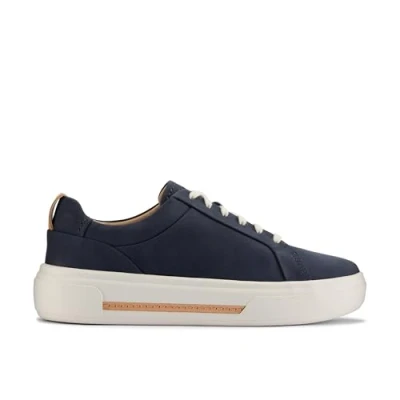 Image of Clarks Women&#039;s Hollyhock Walk Sneaker, Navy Nubuck, 5 UK
