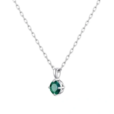Image of Philip Jones Sterling Silver Green Necklace Created with Zircondia® Crystals