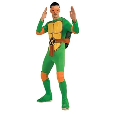 Image of Rubies 887251XL Nickelodeon Ninja Turtles Michelangelo Costume and Accessories Teenage Mutant Adult Sized, Green, XL