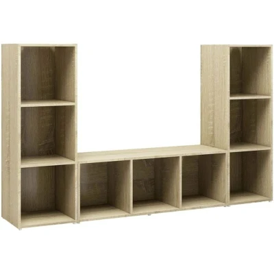 Image of vidaXL TV Cabinets 3 pcs Sonoma Oak 107x35x37 cm Engineered Wood