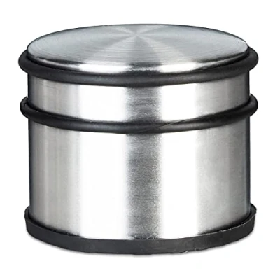 Image of Relaxdays Tall Door Stop, Stainless Steel, Large, Rubber Protectors, Heavy Doorstop, Approx. 7.5 x 9.5 cm, Silver
