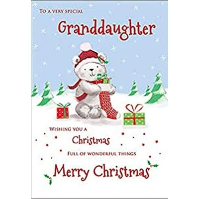 Image of Piccadilly Greetings Cute Christmas Card Granddaughter 7 x 5 inches