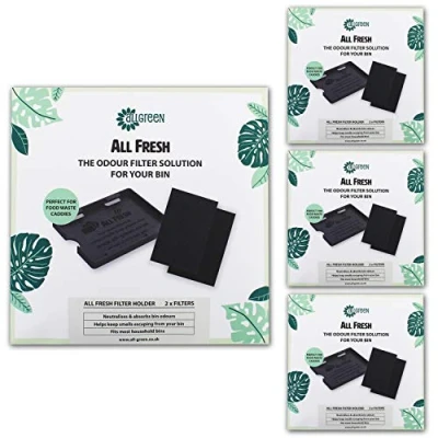 Image of All Fresh Filter Holder&#039;s x 4 The Odour Solution for Food Waste Caddies &amp; Household Bins + 8 Carbon Filters