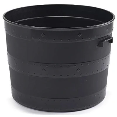 Image of Whitefurzee Blacksmith Tub Planter Black Plastic Plant Pot Barrel 24 Litre or 80 (80 Litre)