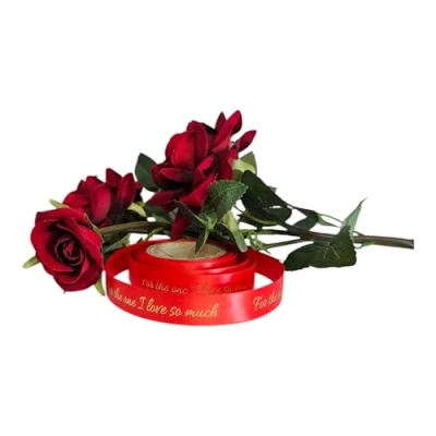 Image of Valentines Ribbon 15mm x 5 Metre Roll 3 Designs to Choose from (for The one I Love so Much)