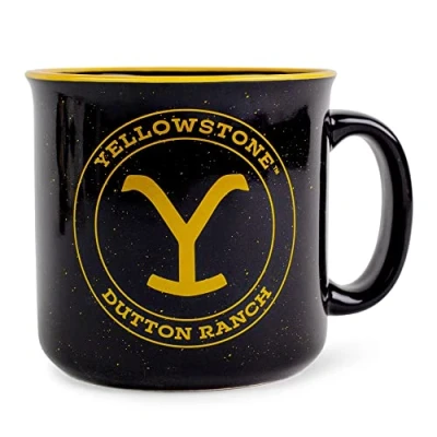 Image of Silver Buffalo Yellowstone Dutton Ranch Ceramic Camper Mug Holds 20 Ounces