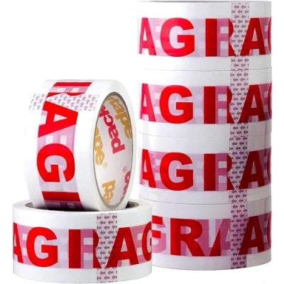 Image of Packatape Fragile Packing Tape for Parcels and Boxes Heavy Duty Packaging Provides a Strong, Secure Sticky Seal your Boxes, 6 Rolls Per Pack, 48MM x 66M