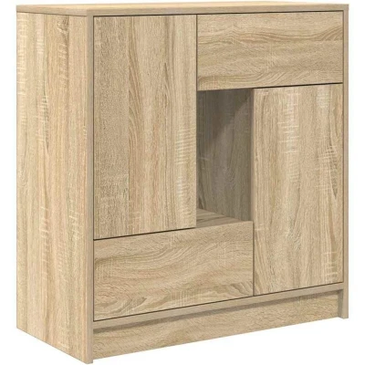 Image of vidaXL Modern Sideboard with Doors/Drawers Sonoma Oak Engineered Wood, 70.5x34x74.5 cm, Living Room/Entryway/Dining Room Storage