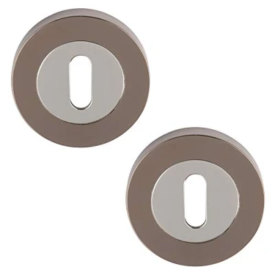 Image of Excel Architectural DH3576 Round Keyhole Escutcheon Set, Black Nickel/Polished Chrome